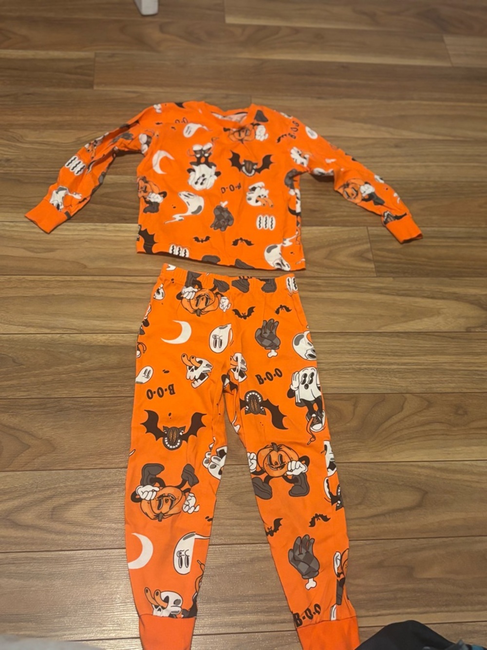 Boys Orange and Black Halloween Top with Pumpkin & Ghost Print